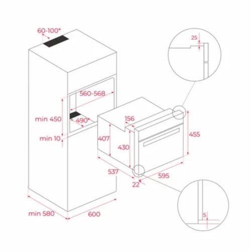Kích thước lò vi sóng kết hợp nướng Teka MLC 844 40584400