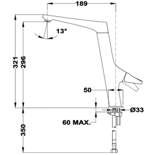 Kích thước vòi chậu rửa TEKA SE 915 116030030
